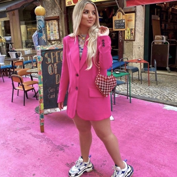 Zara Oversized Hot Pink Blazer Bloggers Favorite - Picture 9 of 15